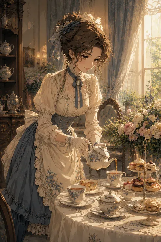 Retro Anime Art Victorian Ladies