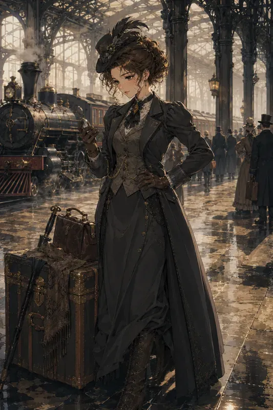 Retro Anime Art Victorian Ladies