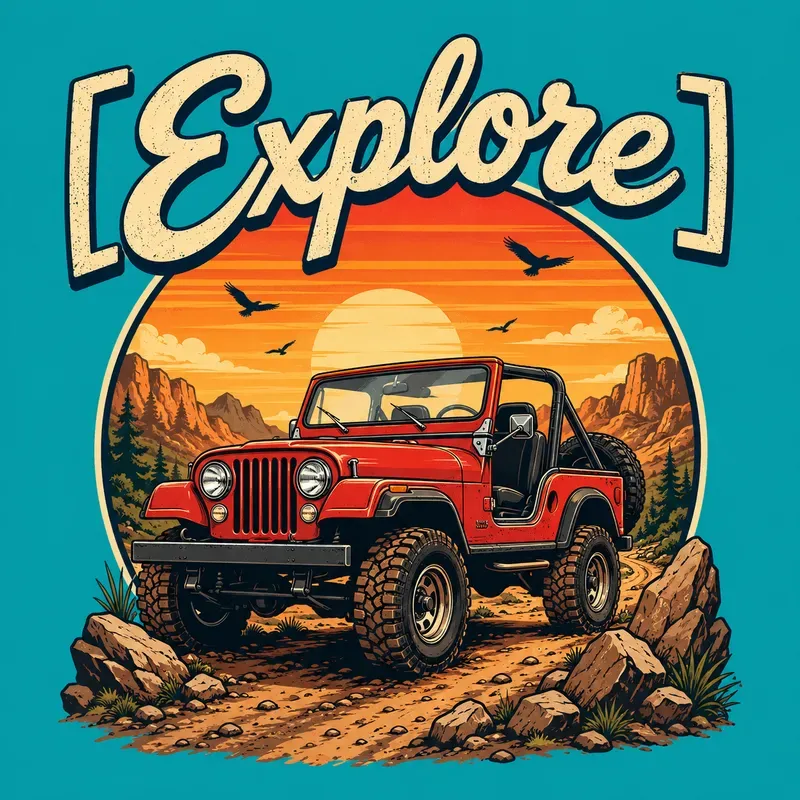 Retro Adventure Vehicle Tshirt Art