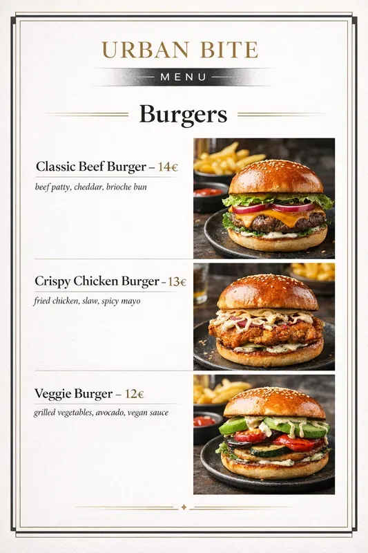 Restaurant Menu Page Designs