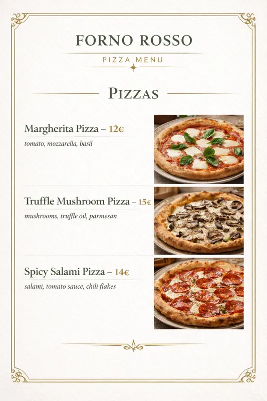 Restaurant Menu Page Designs