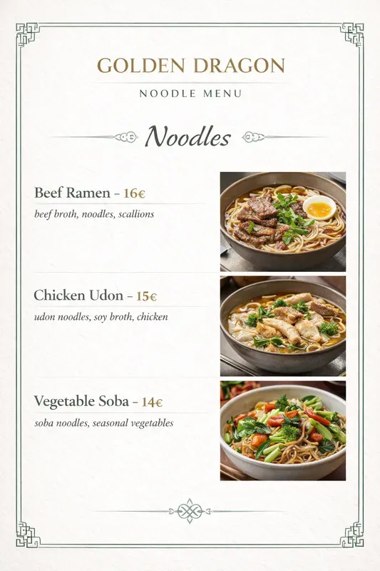 Restaurant Menu Page Designs