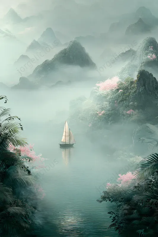 Misty Fantasy Landscape Posters