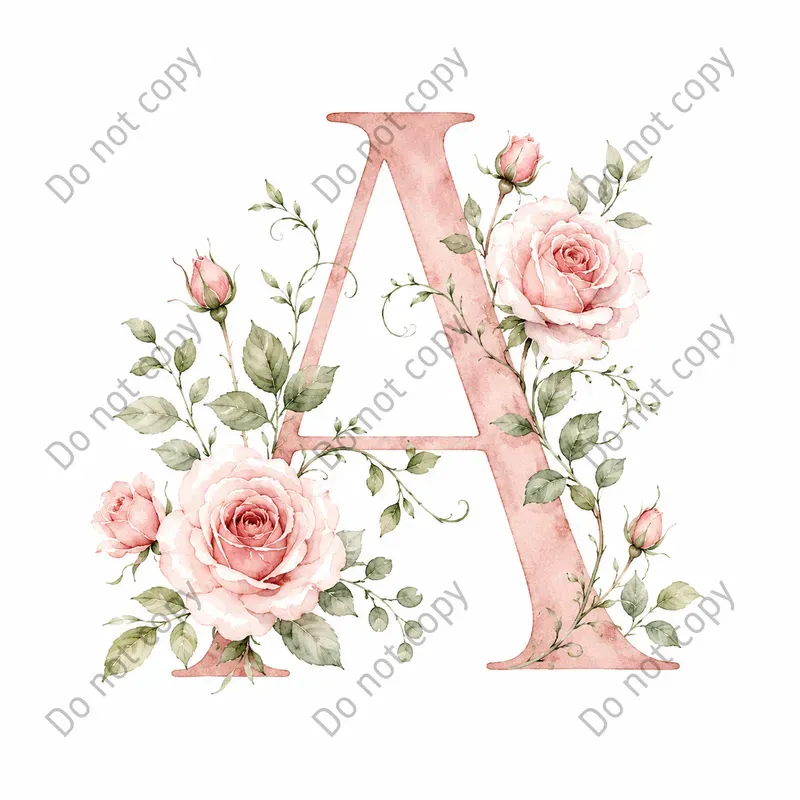 Watercolor Floral Alphabet Letters