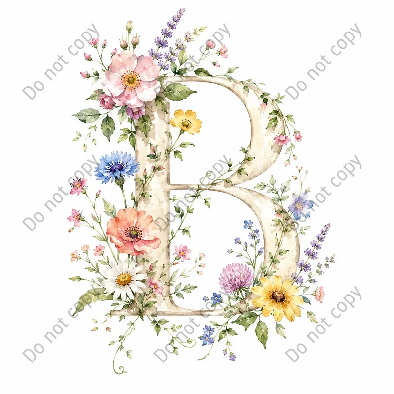 Watercolor Floral Alphabet Letters
