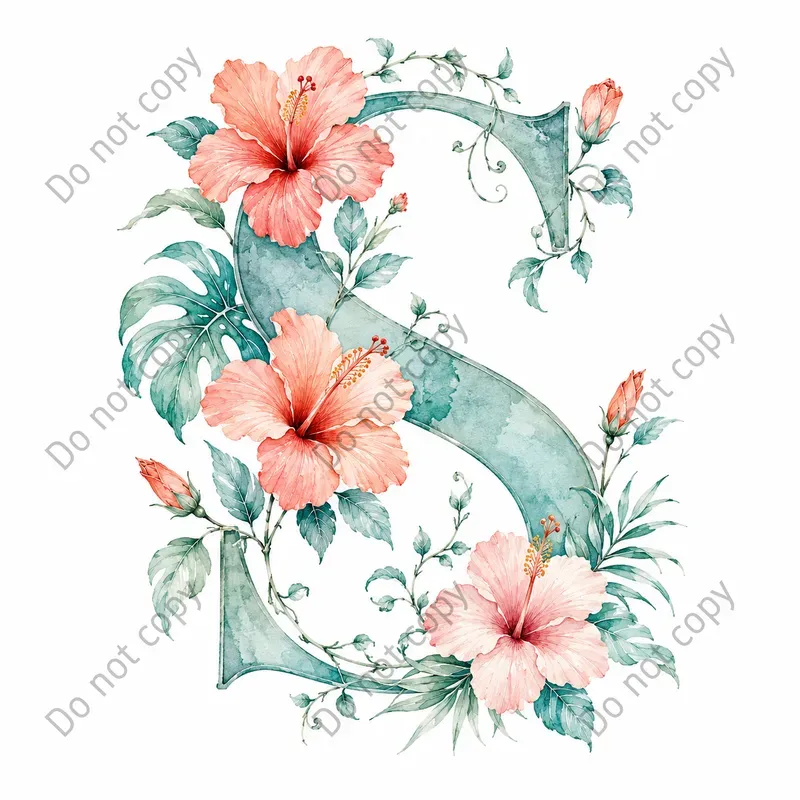 Watercolor Floral Alphabet Letters