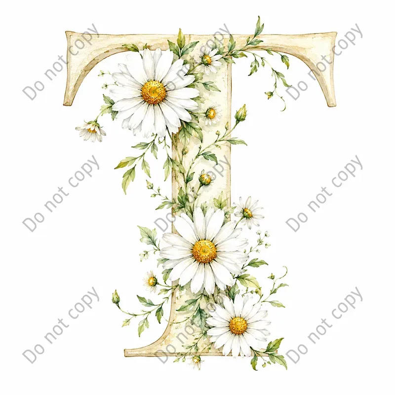 Watercolor Floral Alphabet Letters