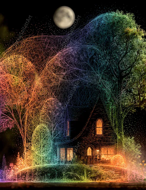 Neon Fairytale Line Art Illustrations