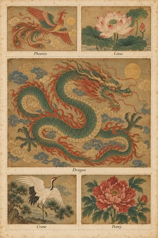 Chinese Painted Silk Panel Sheets