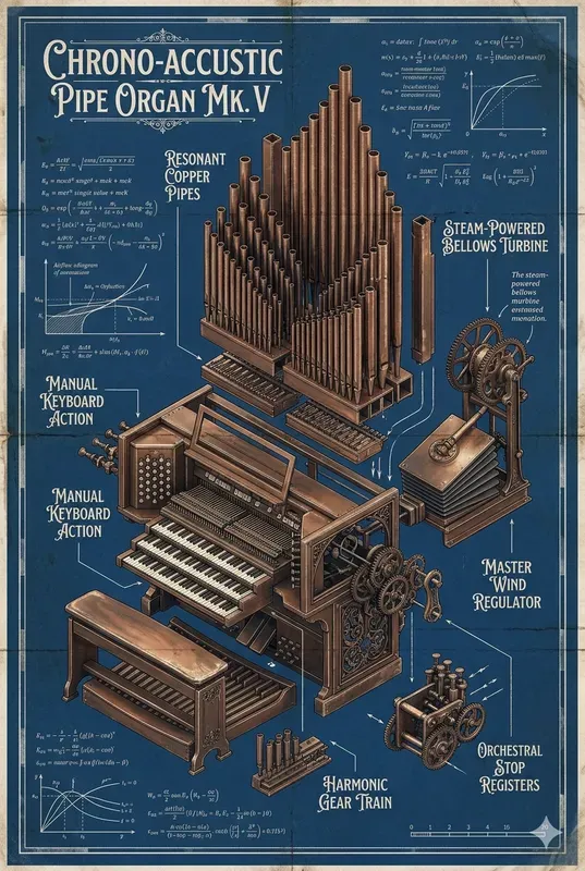 Steampunk Instrument Blueprint Posters