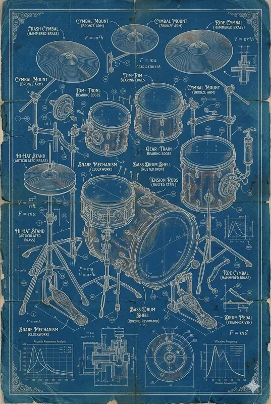 Steampunk Instrument Blueprint Posters
