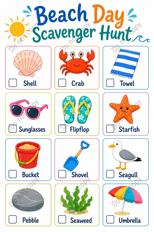 Scavenger Hunt Cards Any Settings