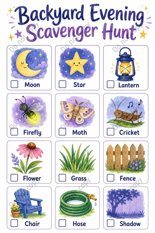 Scavenger Hunt Cards Any Settings