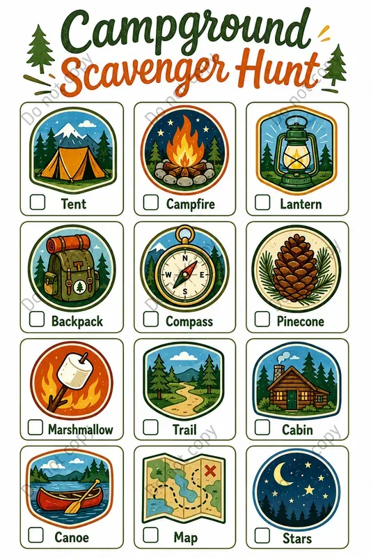 Scavenger Hunt Cards Any Settings