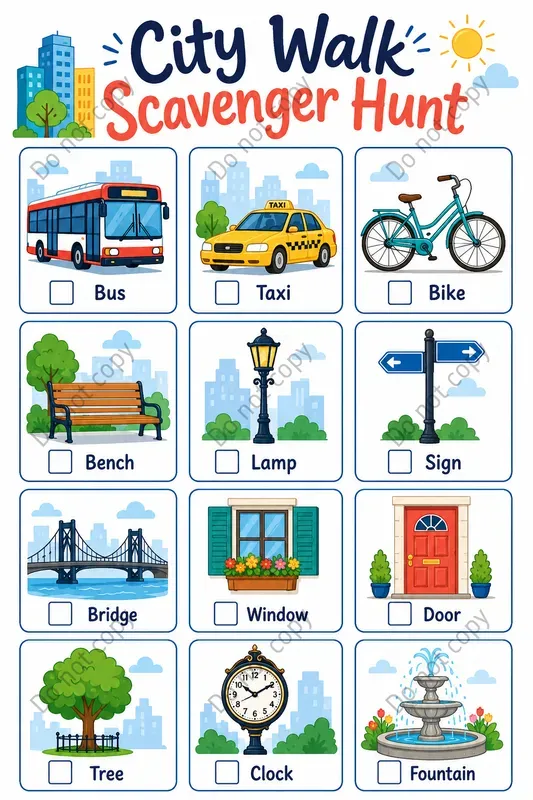 Scavenger Hunt Cards Any Settings
