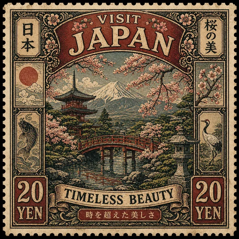 Vintage Travel Stamp Poster Art