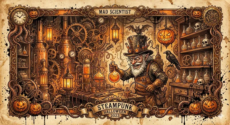 Steampunk Halloween Cards