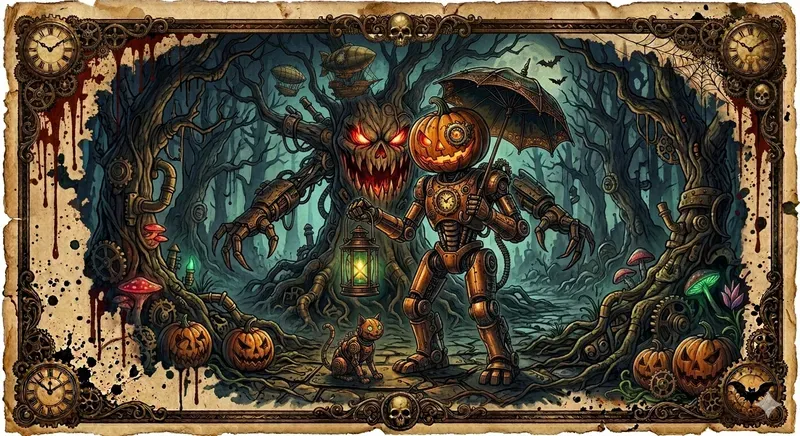 Steampunk Halloween Cards