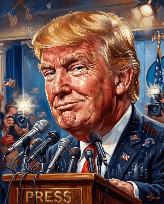 Satirical Celebrity Caricature Paintings