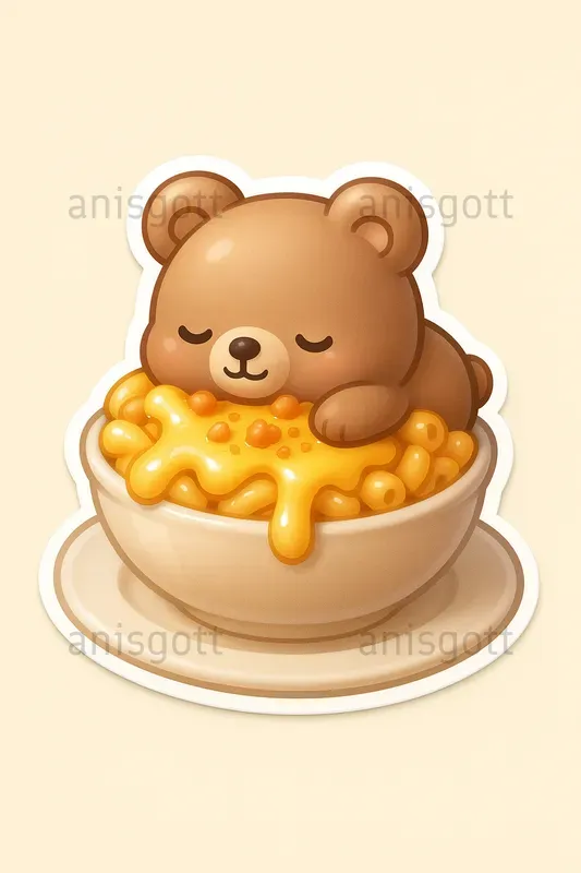 Kawaii Food Nap Friends 3D Stickers