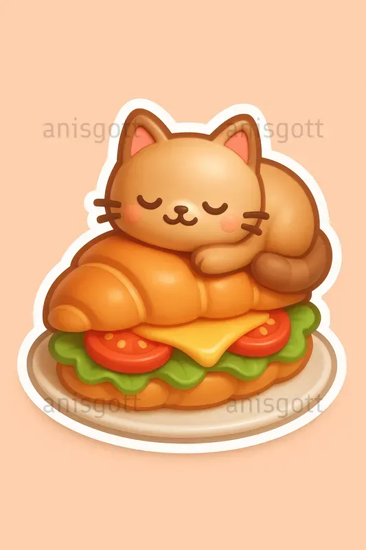 Kawaii Food Nap Friends 3D Stickers