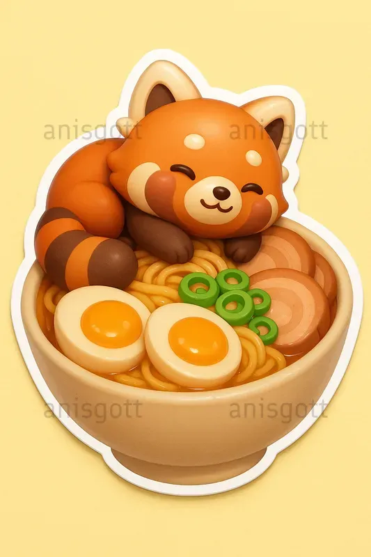 Kawaii Food Nap Friends 3D Stickers