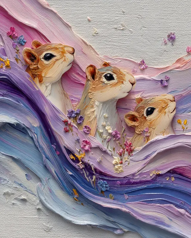 Impasto Pastel Pet Trio Canvases