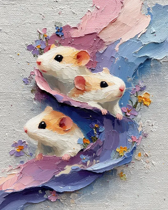 Impasto Pastel Pet Trio Canvases