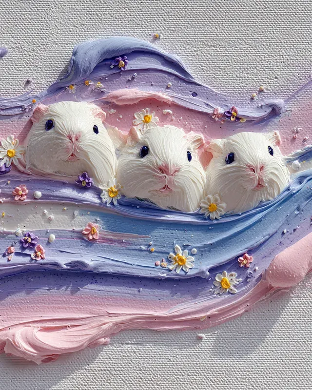 Impasto Pastel Pet Trio Canvases