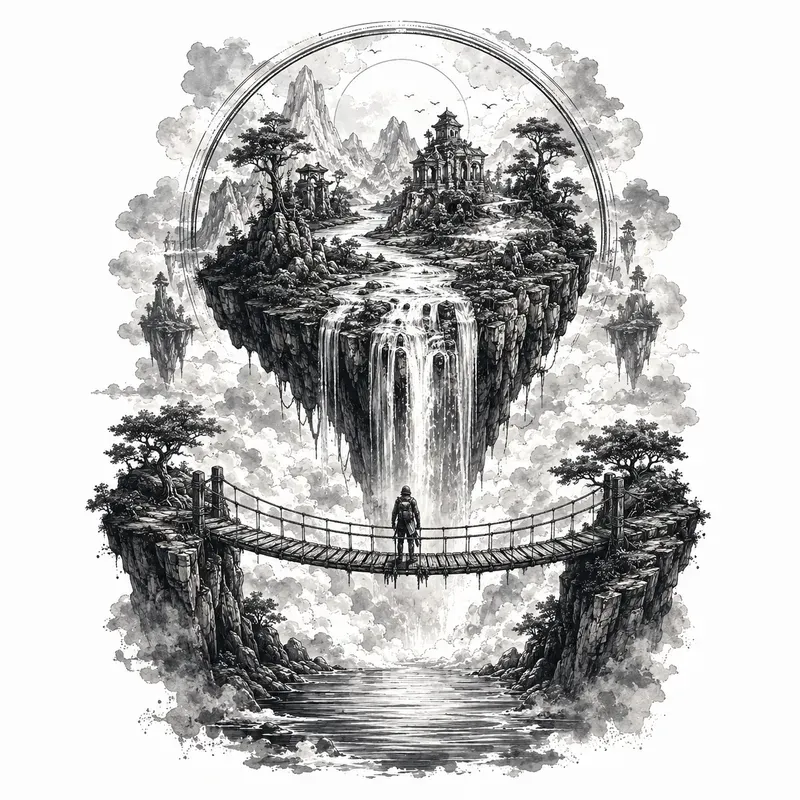 Mystical Nature Journey Ink Illustrations