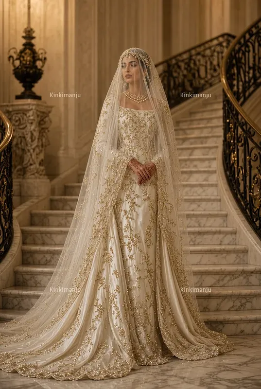 Luxury Arabic Hijab Bridal Gown 20 Packs