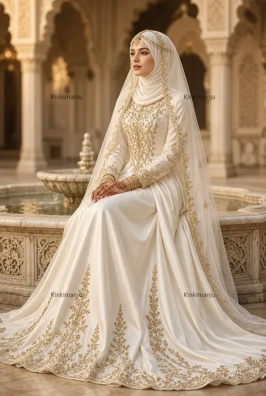 Luxury Arabic Hijab Bridal Gown 20 Packs