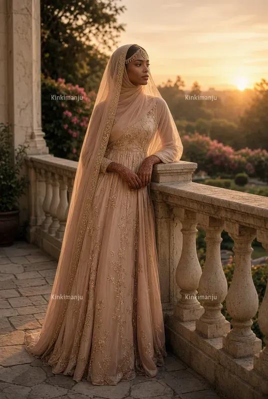 Luxury Arabic Hijab Bridal Gown 20 Packs