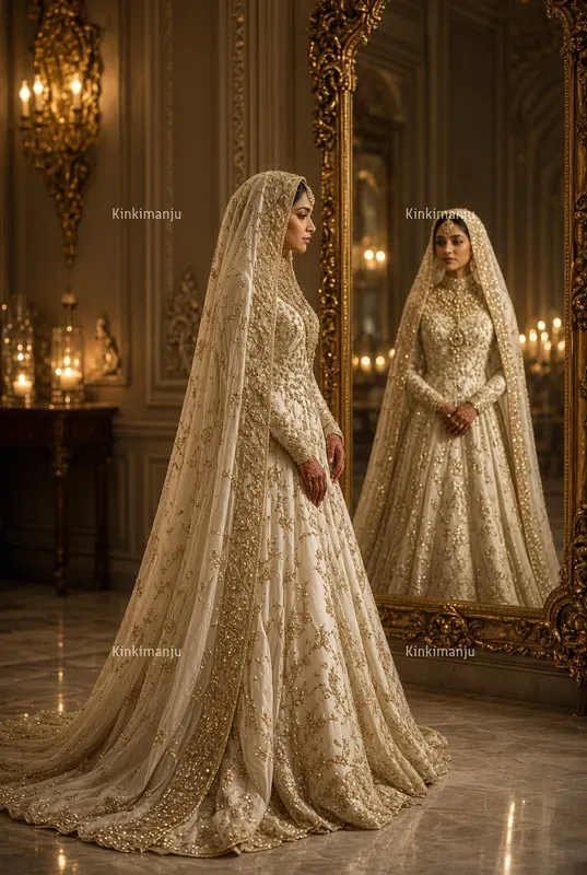 Luxury Arabic Hijab Bridal Gown 20 Packs