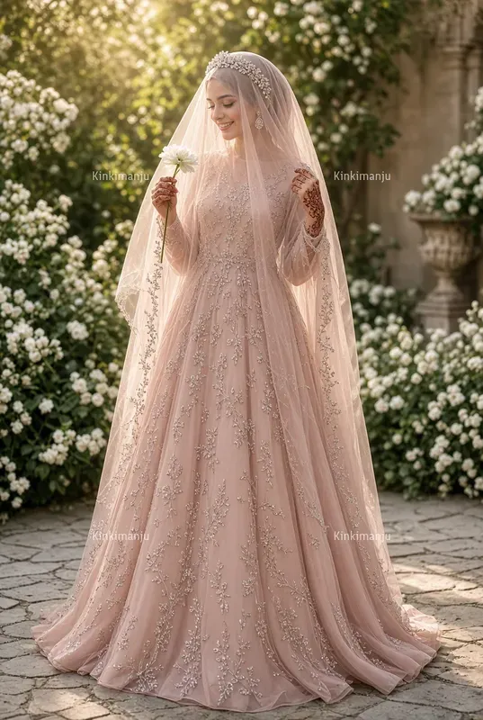 Luxury Arabic Hijab Bridal Gown 20 Packs