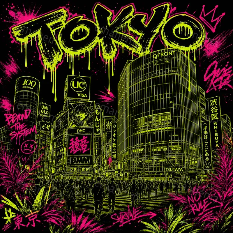Neon Pop Art City Illustrations