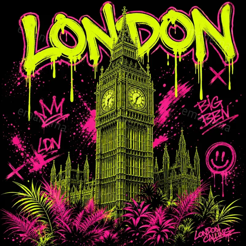 Neon Pop Art City Illustrations