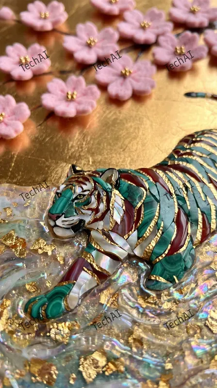 Gold Foil Gemstone Mosaic Style