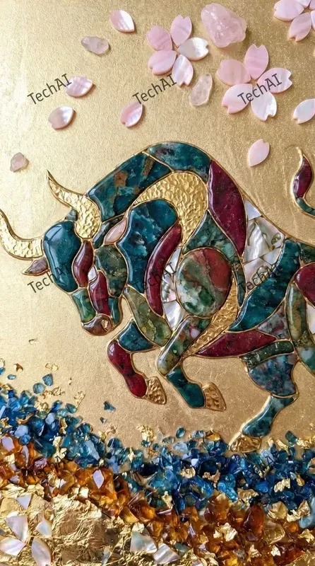 Gold Foil Gemstone Mosaic Style