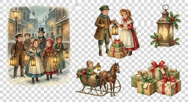 Victorian Christmas Ephemera Sheets