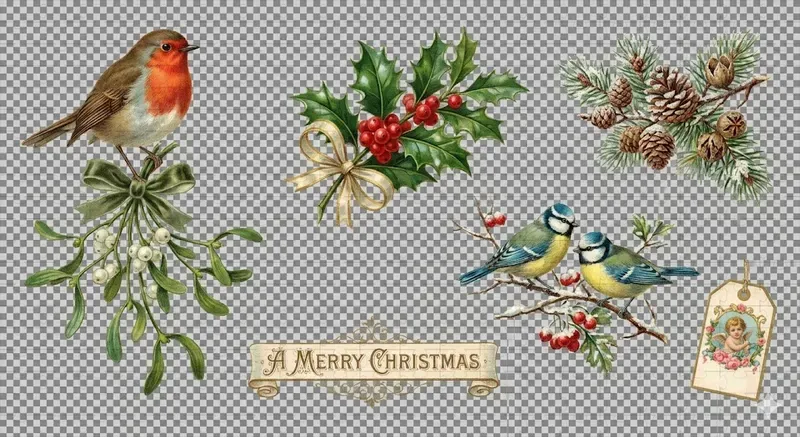 Victorian Christmas Ephemera Sheets