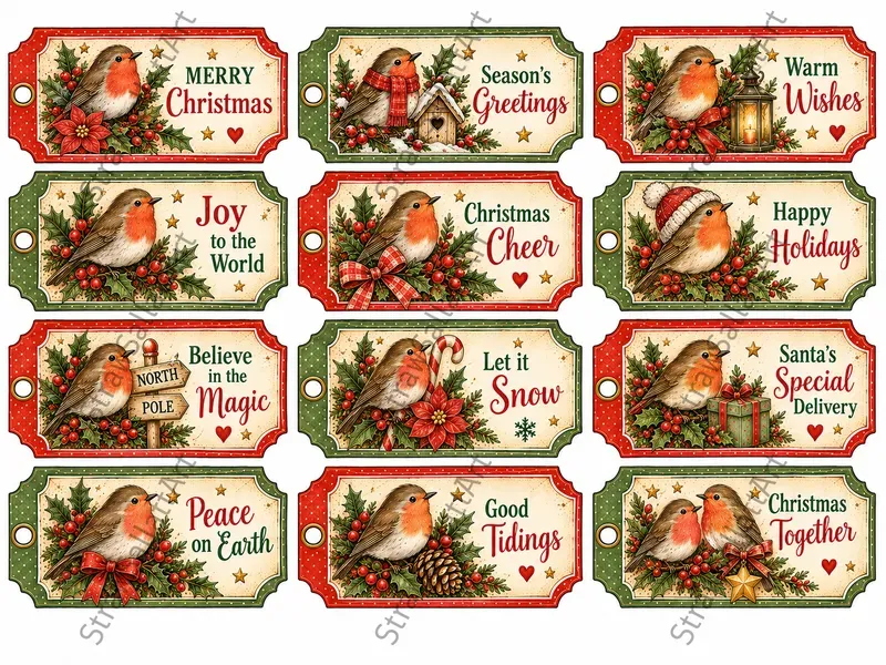 Vintage Christmas Label Ephemera Journals