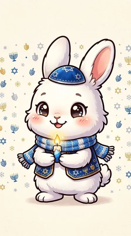 Cute Hanukkah Chibi Animals Art