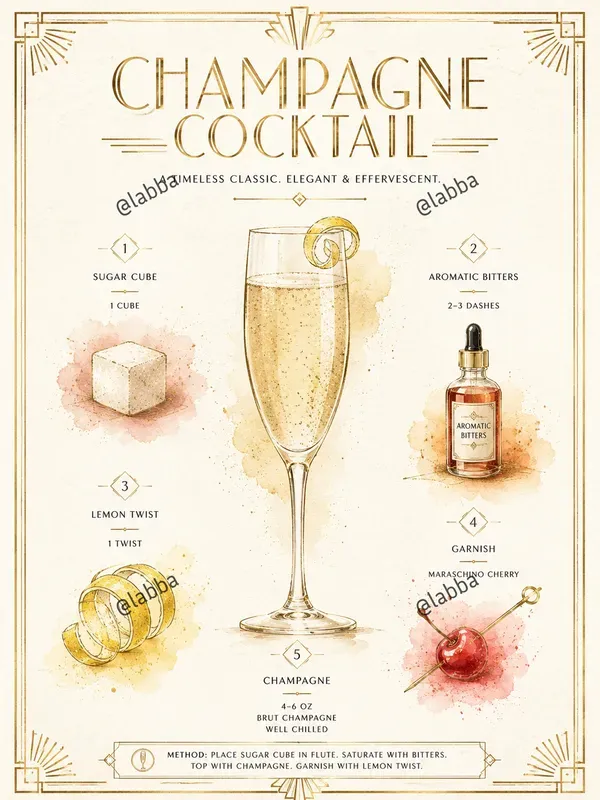 Art Deco Watercolor Recipe Infographics