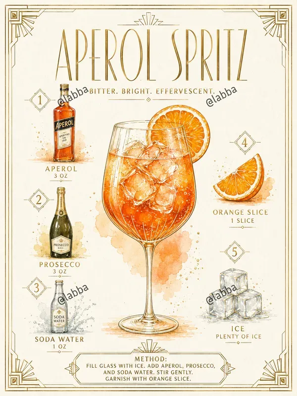 Art Deco Watercolor Recipe Infographics