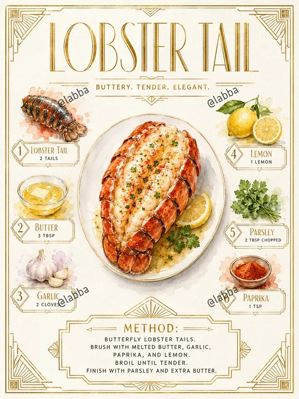Art Deco Watercolor Recipe Infographics