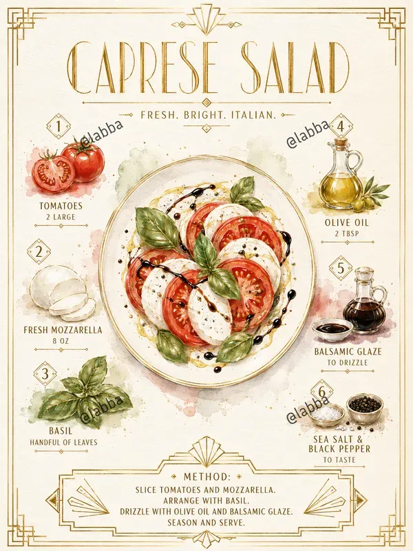 Art Deco Watercolor Recipe Infographics