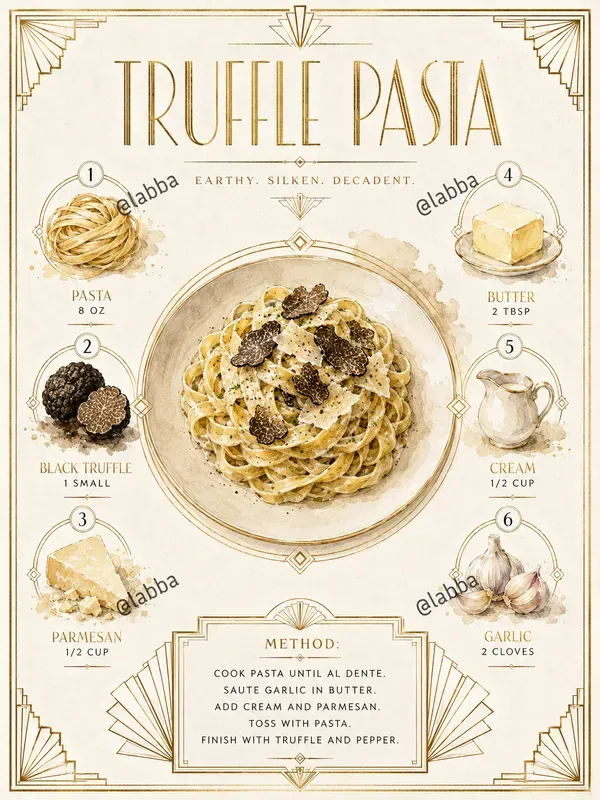 Art Deco Watercolor Recipe Infographics