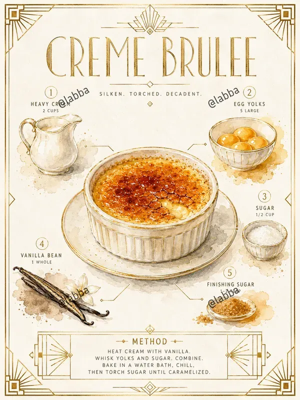 Art Deco Watercolor Recipe Infographics
