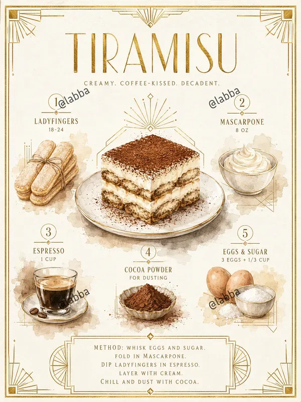 Art Deco Watercolor Recipe Infographics